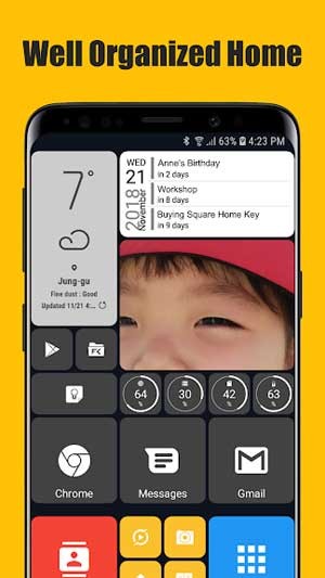 Màn hình chính được tổ chức hợp lý