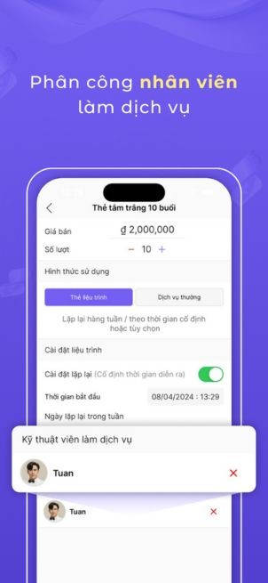 Phân công nhân viên làm dịch vụ