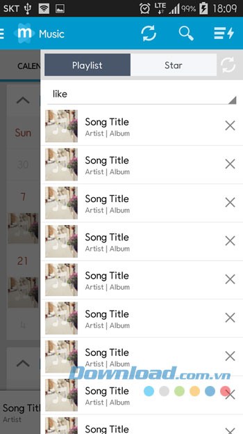 Giao diện chơi nhạc trong ứng dụng Star Music Player