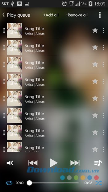 Chế độ nghe nhạc trên ứng dụng Star Music Player