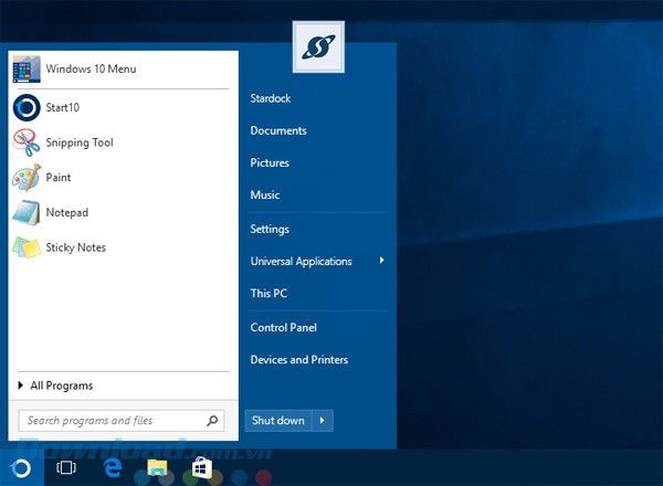 Giao diện của Start10 cho Windows 10