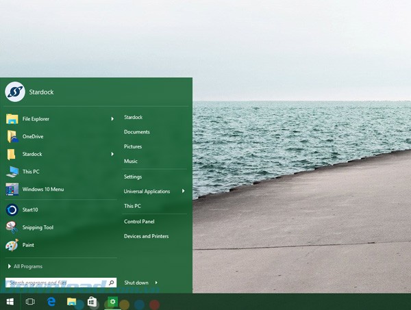 Menu Start quen thuộc