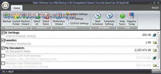 Static Windows Live Mail Backup