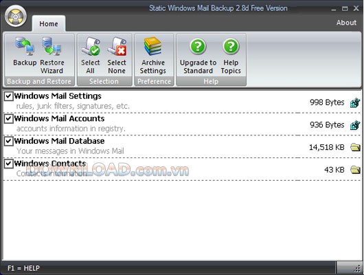 Static Windows Mail Backup