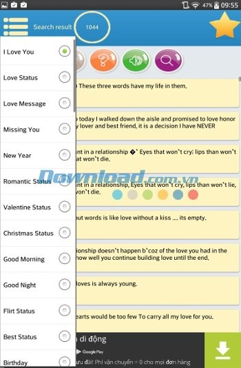 Status Message gồm nhiều chủ đề khác nhau