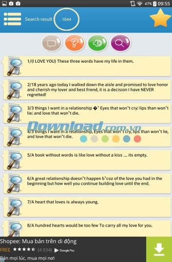 Tìm kiếm mọi thông điệp bạn muốn trên Status Message cho Android