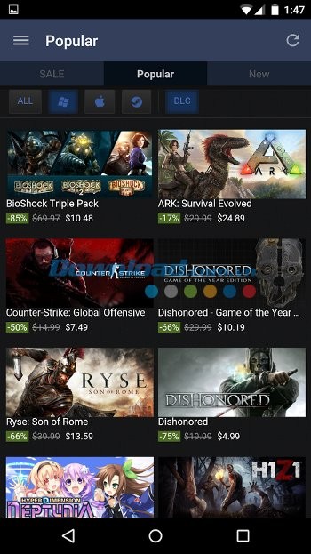 Cập nhật thông tin game mới nhất với Steam for Android