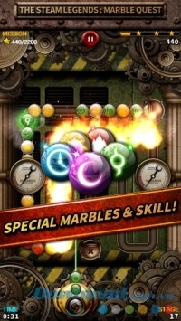 Steam Legend: Marble Quest cho Android có nhiều kỹ năng và bóng đặc biệt