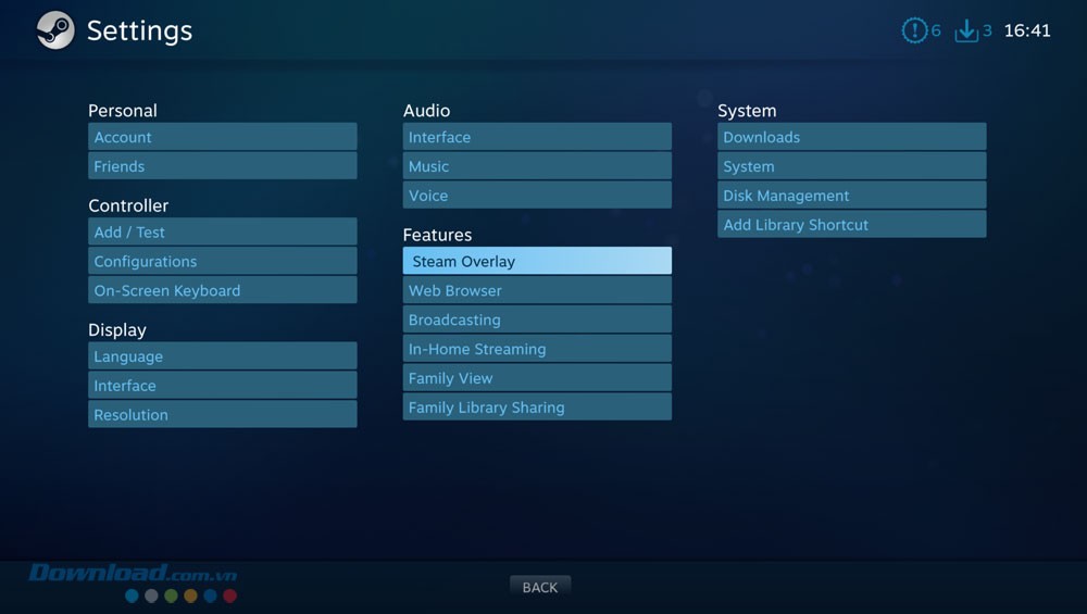 Các lựa chọn cài đặt