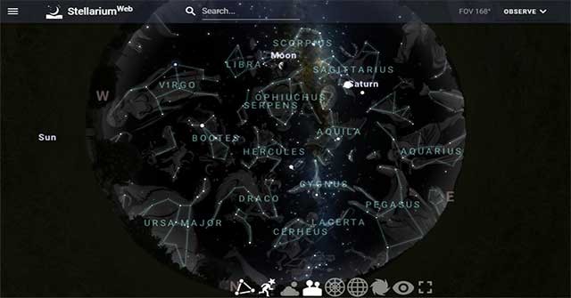 Stellarium là web thiên văn giúp bạn quan sát các chòm sao