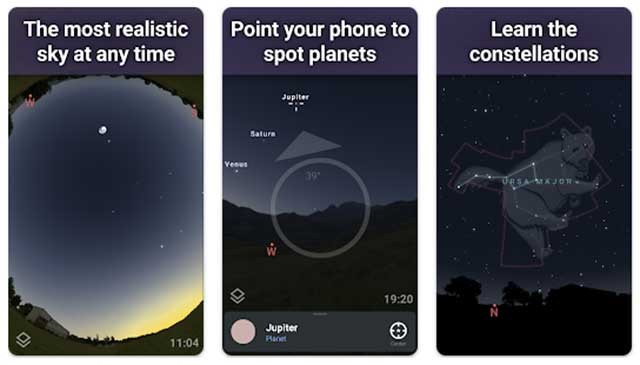 Hiển thị bản đồ bầu trời đêm thực tế và chính xác