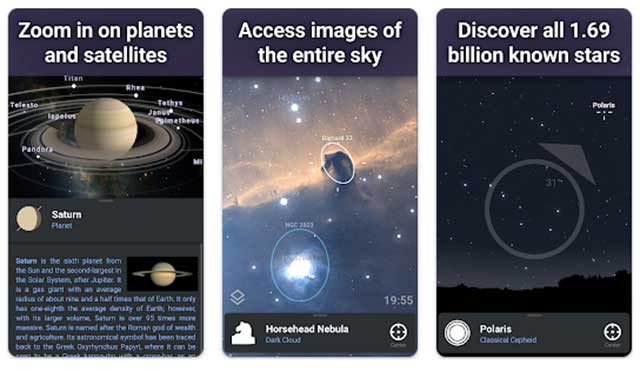 Các ngôi sao được hiển thị dưới dạng bản đồ bầu trời thời gian thực