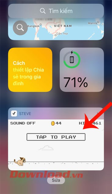 Tạo widget game Steve trên điện thoại