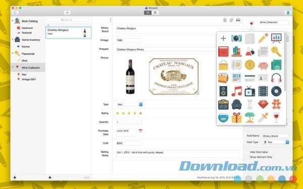 Giao diện giản dị của Steward Database cho Mac