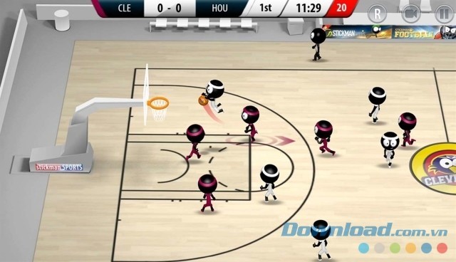 Thể hiện kỹ năng úp rổ tuyệt đỉnh trong game thể thao Stickman Basketball 2017