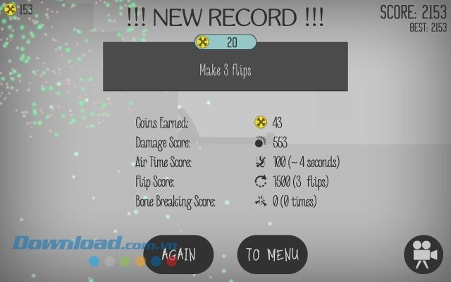 Bảng thành tích trong game Stickman Dismounting