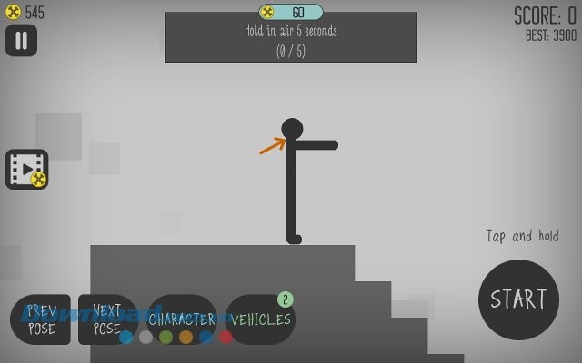 Các nút điều khiển của Stickman Dismounting