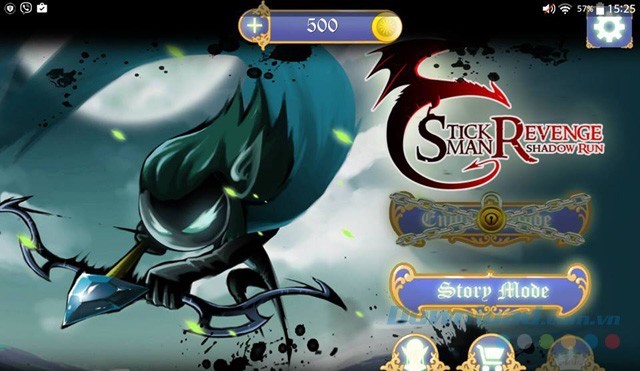 Giao diện chính của game Stickman Revenge: Shadow Run