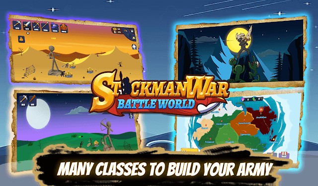Rất nhiều lớp nhân vật để xây dựng quân đội của bạn trong game Stickman War - Battle World