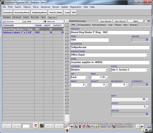 Stockroom Organizer Pro
