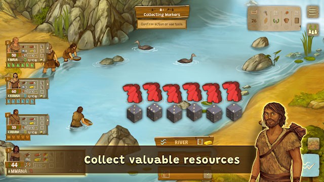 Thu thập các tài nguyên giá trị để sinh tồn trong thời tiền sử trong game Stone Age: Digital Edition