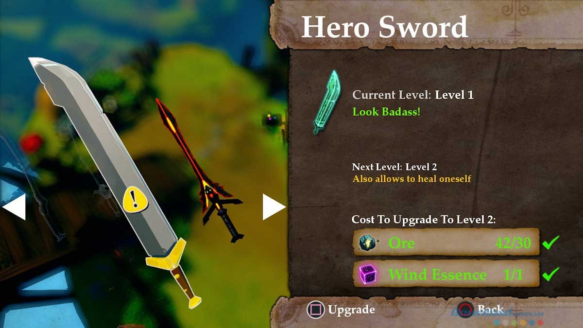 Nâng cấp vũ khí là thanh kiếm của Reynardo