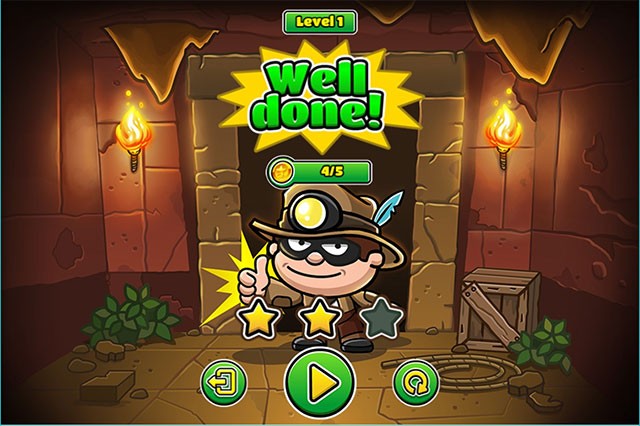 Hoàn thành level với 3 sao để tiếp tục chinh phục thách thức mới trong Strange Thief Robin