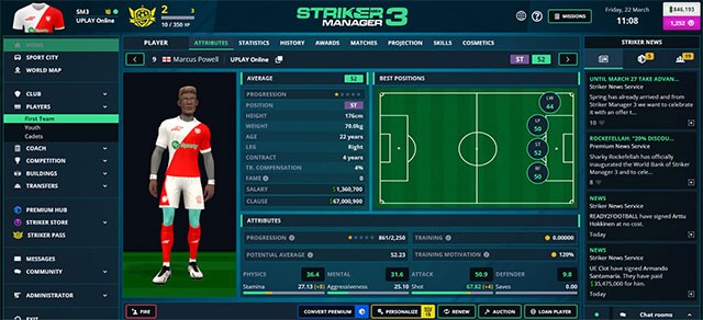 Lối chơi của Striker Manager III nhấn mạnh vào chiến thuật và kỹ năng quản lý đội bóng