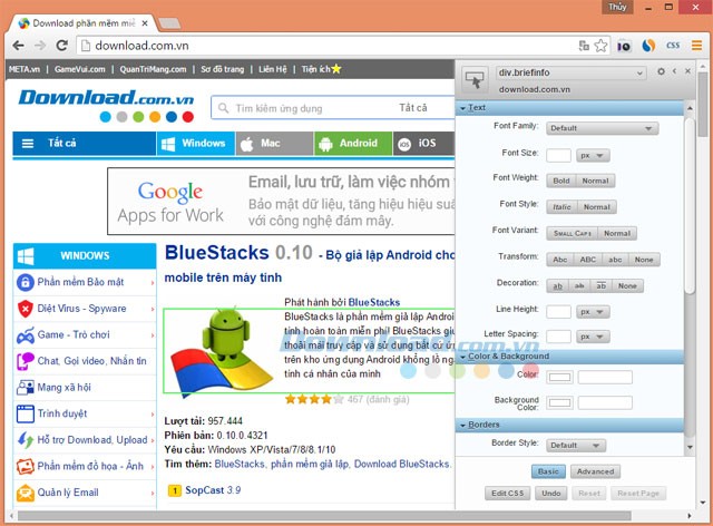 Chọn thành phần chỉnh sửa