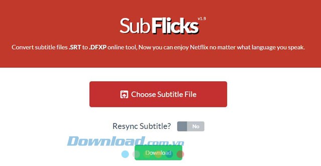 Giao diện ứng dụng SubFlicks