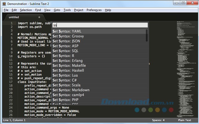 Thiết lập cú pháp trong Sublime Text