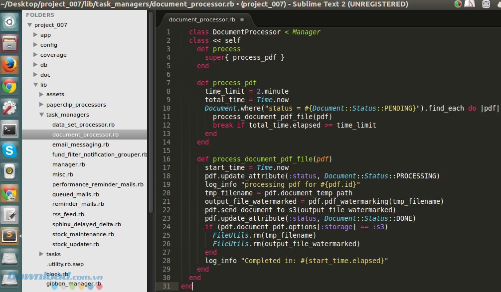 Giao diện công cụ soạn code Sublime Text cho Linux
