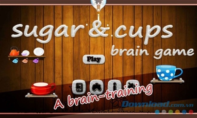 Main menu của game giải đố miễn phí Sugar and Cup: Brain Game cho máy tính và Windows Phone