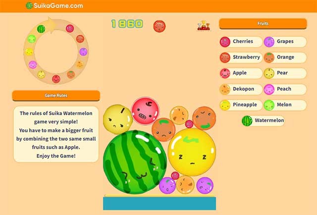 Mục tiêu của bạn là có được Dưa hấu bằng cách kết hợp tất cả các loại trái cây