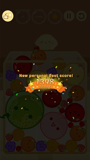 Level kết thúc khi trái cây tràn ra khỏi hộp