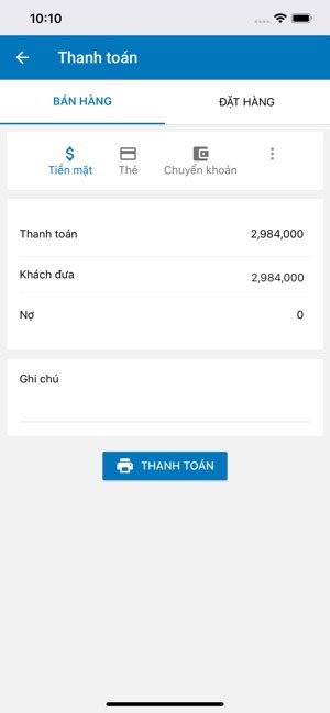 Giao diện thanh toán