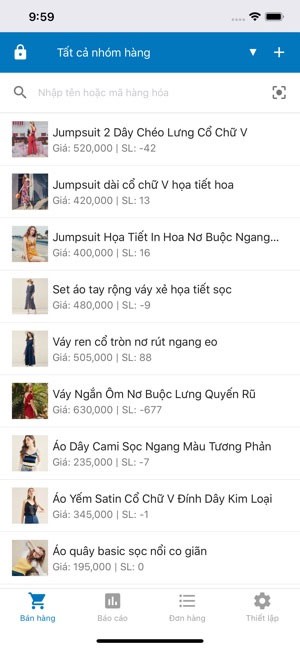 Danh sách hàng hóa