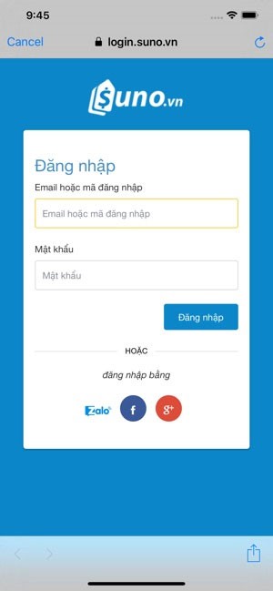 Đăng nhập hệ thống Suno