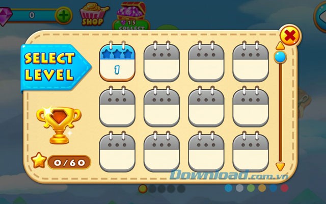 Lựa chọn cấp độ chơi trong game