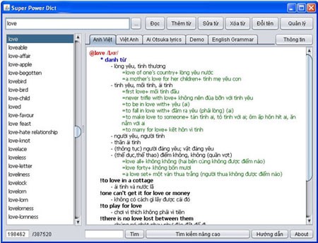 Tra từ điển qua giao diện