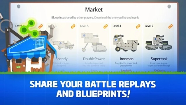 Chia sẻ bản thiết kế và video quay lại trận chiến với bạn bè