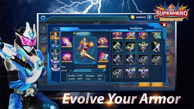 Trang bị và nâng cấp vật phẩm, vũ khí, áo giáp để tăng cường sức mạnh cho các siêu anh hùng