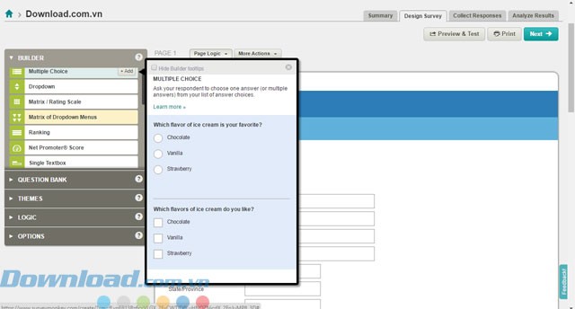 Xem trước hình thức câu hỏi