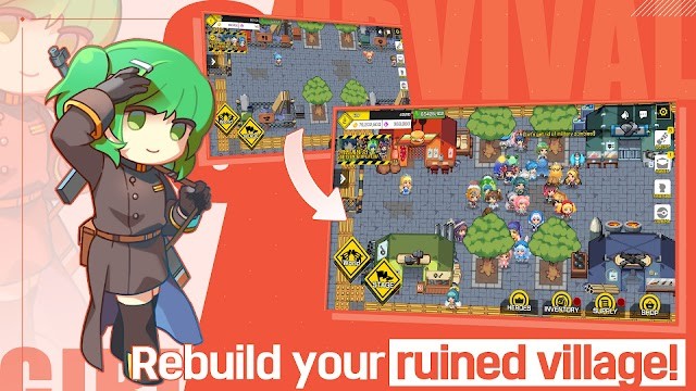 Tái xây dựng ngôi làng đổ nát của bạn trong game Survival Girl : Gunslinger RPG