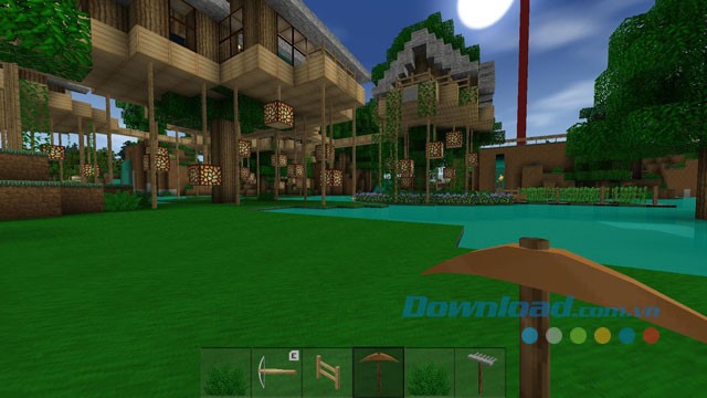 Giao diện chơi game Survivalcraft trên Android