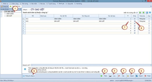 Giao diện chính SV.HRIS