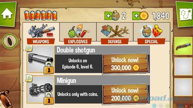 Mua vũ khí và đồ đạc