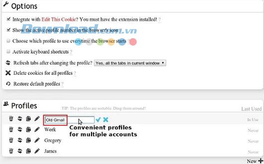 Đổi tên cho hồ sơ trong Swap My Cookies