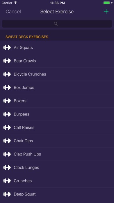 Lựa chọn nội dung bài tập trên Sweat Deck cho iPhone