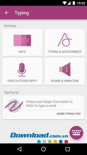 Các cài đặt của SwiftKey Beta